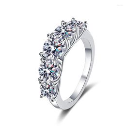 Cluster Rings Certified Moissanite D Colour 3.6Ct For Women 925 Sterling Silver Half Eternity Luxury Stacking Wedding Band Jewellery