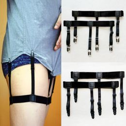 Suspenders 2Pcs Men Shirt Stays Belt Nonslip Locking Clips Keep Shirt Tucked Leg Thigh Suspender Garters Strap Adjustable Locking Clamps 230907