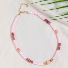 Choker Natural Shell Pink Necklace Irregular For Women Girl Summer Party Beach Stone Necklaces Daily Wear Jewelry