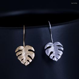 Dangle Earrings S925 Sterling Silver Monstera Drop For Women Ethnic Style Female 18k Gold Fine Jewelry Flyleaf Arrival