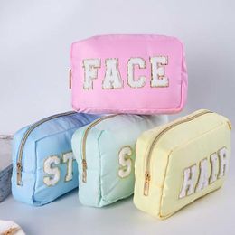 Cosmetic Bags Cases 4PCS Mixed Colour Towel Embroidered Letter Waterproof Makeup And Wash Bag Random Letter Colour 230906