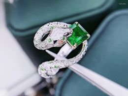 Cluster Rings GRS Colombia Origin Pure 18K Gold Jewelry 1.13ct Green Emerald Gemstones Diamonds Female For Women Fine