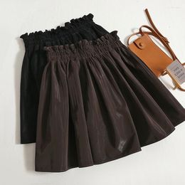 Skirts Flower Bud High Waist Skirt Women's 2023 Autumn Design Pleated Sexy Imitation Leather Short