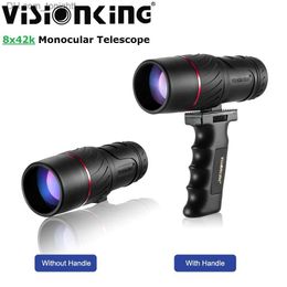 Telescopes Visionking 8x42 Portable Monocular Telescope BaK4 Prism Optics Long Range Scope With Handle Waterproof Outdoor Hunting Tourism Q230907