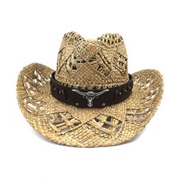 Wide Brim Hats Bucket Summer Outdoor Sun Protection Cowboy Straw Hat for Men Women Beach Cap Natural Salt Grass Handmade Crochet Sunhat 230907