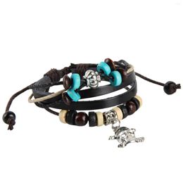 Link Bracelets Halloween Skull Beads Leather Bracelet Adjustable Bangles For Valentine's Day Christmas Gift