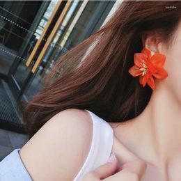 Dangle Earrings 2023 Hyperbole Flower Women Acrylic Big White Orange Green Holiday