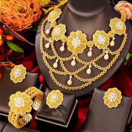 Necklace Earrings Set JImbora Luxury Big Sparkling Bangle Ring Jewelry Super CZ Design Fashion Bridal Wedding