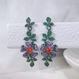 Dangle Earrings Bilincolor Three Dimensional Colourful Flower For Wedding Or Party