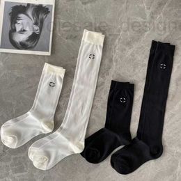 Socks & Hosiery Designer Embroidery stockings Thin Long Tube Silk Socks Letter Embroidery Black and White Solid Colour Long Tube Sock Female CAV2