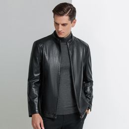 Men's Leather Faux Leather YN-336 Spring And Autum Men's Stand Collar Natural Sheep Leather Jacket Thin Leather Jacket Men's Business Casual Jacket 230907