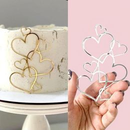 Party Supplies Love Shape Wedding Cake Topper Gold Silver Heart Acrylic For Anniversary Birthday Decorations