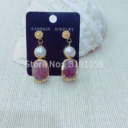 Dangle Earrings Temperament Individual Character Matchs Contracted Ear Drop Tide Person Strawberry Crystal Natural Stone Shows Face Thin