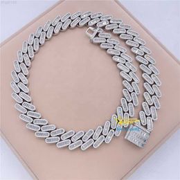 Bling 18mm Width Hotsale 925 Silver Hip Hop Jewellery Moissanite Diamond Iced Out Custom Baguette Cuban Link Chain Mixih