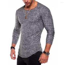 Men's T Shirts MRMT 2023 Brand Men's Long-Sleeved Pit Strip Stitching Arc Hem Bottoming Shirt Round Neck T-Shirt Style