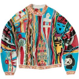 Men's Sweaters Kapital Hirata hohiro Pullover figure round neck sweater contrast Colour for men and women279m