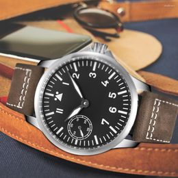 Wristwatches 45mm Elegant Business Luxury Sapphire Men Wrist Watch Mineral Manual Mechanical Luminous For Waterproof Diving