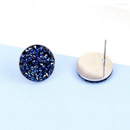 Stud Earrings Round Luxury Crystals From Austria Pave Silver Color Piercing For Women Chic Blue Colorful Christmas Jewelry