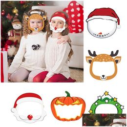 Designer Masks Children Face Shield Christmas Elk Transparent Anti-Spitting Splash Clear Pet Reusable Protective Halloween Kid Gifts D Dhvkv