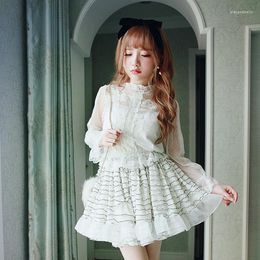 Skirts Princess Sweet Lolita Skirt BOBON21 Decoration Black And White Striped Soft Waxy Puff Cake A-line Girl B1397