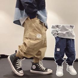 Trousers 2023 Boys Harajuku Cargo Pants Streetwear Cotton Pocket Y2k Hip Hop Casual Kids Loose Korean Children Clothes 230906