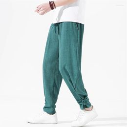 Men's Pants Harem Harajuku Wide-leg Sweatpants Male Cotton Linen Loose Trousers Streetwear Men Woman Casual Korean Fashion