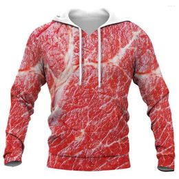 Men's Hoodies Five-Flowered Beef Men 3D Print Trend Food Harajuku Hip Hop Sweatshirt Women Streetwear Tops A945