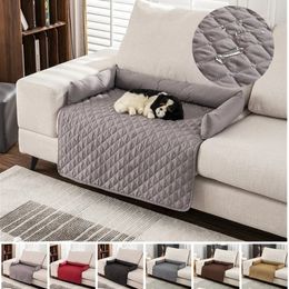 kennels pens Plaid Waterproof Dog Sofa Bed Cover Pet Blanket Mat Cat Dogs Pad With Neck Pillow Calming Nest Pets Travel Accessories 230906