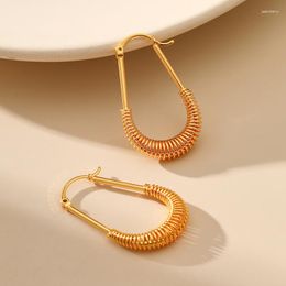 Hoop Earrings Minar Unique Design 18K Real Gold Plated Brass Hollow Out Spring Water Drop Geometric Big For Women Daily Jewelry