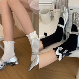 Women Socks Ruffle Turn Cuffs Summer Loose Japanese Bowknot Ankle Sock