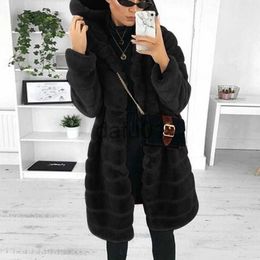 Women's Fur Faux Fur Loose Winter Temperament Korean Style Wild Plush Thick Hooded Ladies Jacket x0907