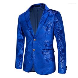 Men's Suits Luxury Golden Velvet Suit Jackets Men Business Social Wedding Groom Tuxedo Dress Homme Slim Fit Single Breasted Printed Blazers