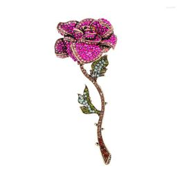 Brooches MITTO FASHION JEWELRIES AND HIGH-END ACCESSORIES Coloured RHINESTONES PAVED LARGE ROSE FLOWER VINTAGE WOMEN DRESS BROOCH