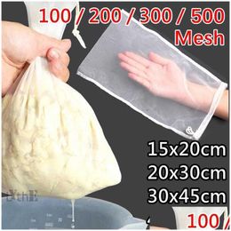 Colanders Strainers New 100/200/300/500 Mesh Nylon Filter Nut Milk Bag Net Yogurt Tea Beer Coffee Oil Food Strainers Kitchen Straine Dh2Sm