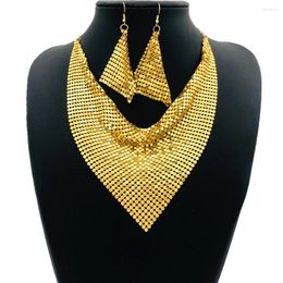 Necklace Earrings Set Shiny Pearl Triangle Scarf Fake Collar Earring Jewellery For Woman Bu10169