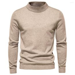 Men's Sweaters 2023 Sweater Half Turtleneck Solid Colour Winter Classical Sweatshirt Mens Fashion