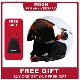 Cycling Helmets MOON Professional Half-covered Ski Helmet Integrally-molded Sports man women snow Skiing Snowboard with Goggles Visor Q230905