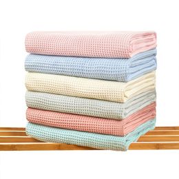 Organic Cotton Waffle Blankets Washed Soft Lightweight Breathable Blanket for all Season Baby Toddler Swaddling Wrap Newborn Gifts Q558