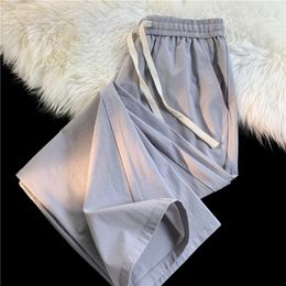 Men s Pants 2023 Summer Casual Thin Quick drying Korean Fashion Breathable Ice Silk Baggy Trousers Male Light Grey 230906