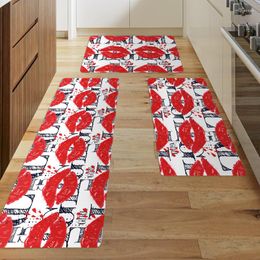 Carpets Red Lips Print Kitchen Mat Entrance Doormat Printed Rug Home Floor Balcony Anti-Slip Carpet Decor