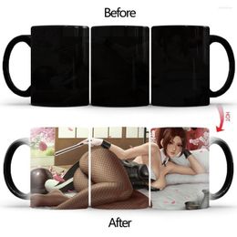 Mugs Black Stockings Girl Coffee Mug Balck Cup Ceramic Teacup Changing Color Cool Modern Keepsake BSKT-202