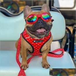 Dog Collars Leashes Dog Harness And Leashes Set Red Paw Print Printed Harnesses Breathable Mesh Padded Puppy Vest Collar For Small M Otfgj