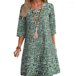 Casual Dresses Women Mini Dress Vintage Boho Floral Loose Fit 3/4 Sleeves For Party Wear Women's Autumn Collection