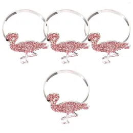 Dinnerware Sets 4 Pcs Flamingo Napkin Buckle Serviette Clasp Decorative Rings Decors Alloy Party Banquet