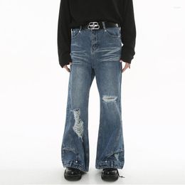 Men's Jeans SYUHGFA Vintage Loose Fashion Micro Ragged Perforated Baggy Denim Pants Personality Jean Trouser Niche Design