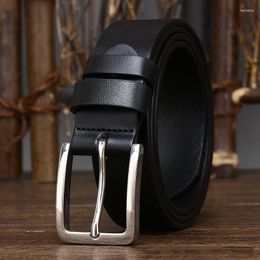 Belts 3.3CM Pure Cowhide Genuine Leather For Men's High Quality Jeans Pin Buckle Business Cowboy Waistband Male Fashion Designer
