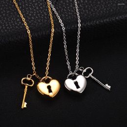 Pendant Necklaces Cremation Jewelry Lock And Key Urn For Ashes Stainless Steel Heart Memorial Ash Holder Keepsake Necklac