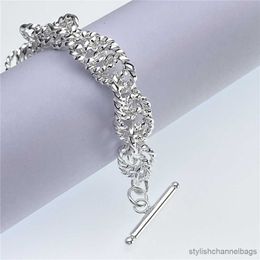 Charm Bracelets 925 Sterling Silver Bracelet Fashion Round Frosted Bracelet for Women Engagement Wedding Jewellery Gifts R230907