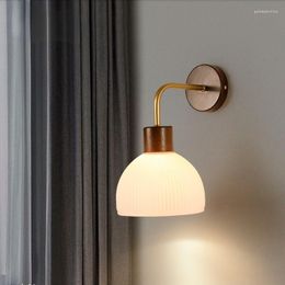 Wall Lamp Lamps Bedroom Bedside Lighting With Mounted Fixtures E27 Glass Nordic Copper Adjustable