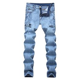 Men's Jeans Mens Fashion 3D Personality Slim Fit Pants Classic Denim Designer Trousers Casual Straight Elasticity301G